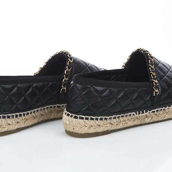 Chanel Quilted Black Leather Espadrilles - Picture 3 of 3